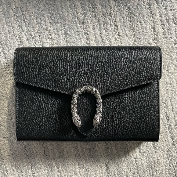 Gucci Dionysus Mini Leather Chain Wallet - Black (Brand New!)